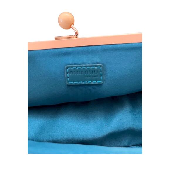 Miu Miu Parfum GWP Tiffany Blue Patent Kiss Lock Clutch Bag Crossbody - Picture 8 of 10
